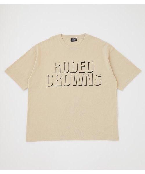 RODEO CROWNS WIDE BOWL(ロデオクラウンズワイドボウル)/SHADOW エンボスロゴ Tシャツ/BEG