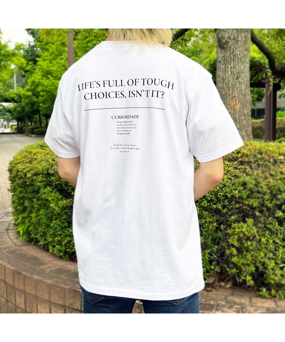 LIFEバックレタリング半袖Tシャツ