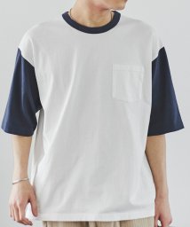 coen(coen)/ベースボール配色Tシャツ/NAVY