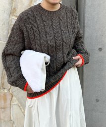 NOLLEY’S(ノーリーズ)/◇【WEB限定カラーあり】【OLDDERBY KNITWEAR】別注アランケーブル配色プルオーバーニット/ブラウン