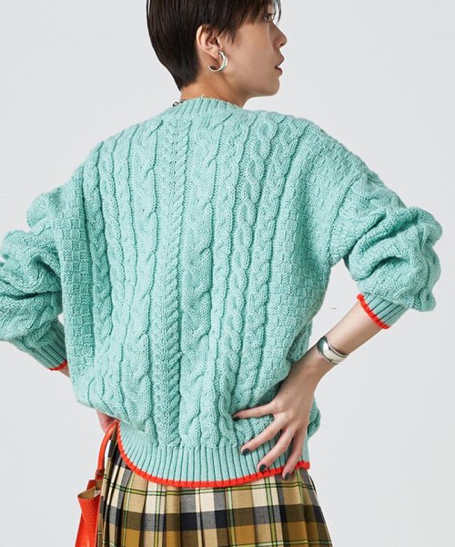 NOLLEY’S(ノーリーズ)/◇【WEB限定カラーあり】【OLDDERBY KNITWEAR】別注アランケーブル配色プルオーバーニット/ライトブルー