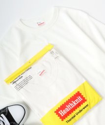 salong hameu(salong hameu)/【Salong hameu】Healthknit（ヘルスニット）クルーネック ワッフル半袖Tシャツ/ユニセックス/無地・ボーダーリンガーT/1P パックT/オフホワイト