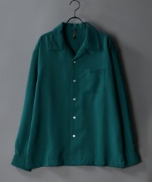 SITRY(SITRY)/【SITRY】シルキードレープ オープンカラー シャツ メンズ 長袖 とろみ 春夏シャツ/グリーン
