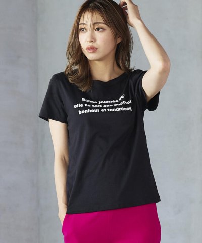 【大きいサイズ】潤うロゴTシャツ≪スキンケア加工/洗濯機で洗える≫