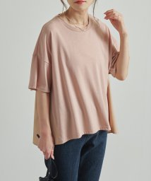 Fizz(フィズ)/異素材切替えBACKフリルTシャツ 半袖/ピンク
