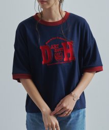 Fizz(フィズ)/ロゴ刺繍リンガーTシャツ　配色　トリム 半袖/ネイビー