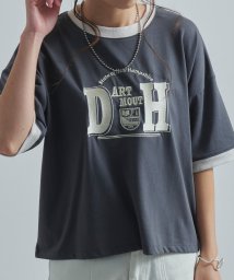 Fizz(フィズ)/ロゴ刺繍リンガーTシャツ　配色　トリム 半袖/ブラック