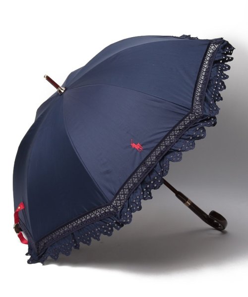 POLO RALPH LAUREN(umbrella)(ポロラルフローレン（傘）)/晴雨兼用日傘 ”無地 エンブフリル”/ディープブルー