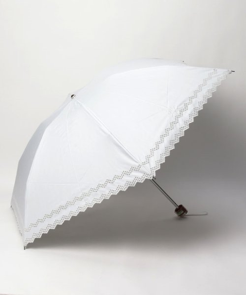 POLO RALPH LAUREN(umbrella)(ポロラルフローレン（傘）)/晴雨兼用折りたたみ日傘 ”無地 刺繍”/オフホワイト