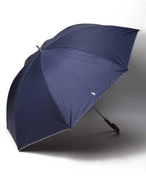 POLO RALPH LAUREN(umbrella)(ポロラルフローレン（傘）)/晴雨兼用日傘　大きめ ”ドット スカラ刺繍”/ディープブルー