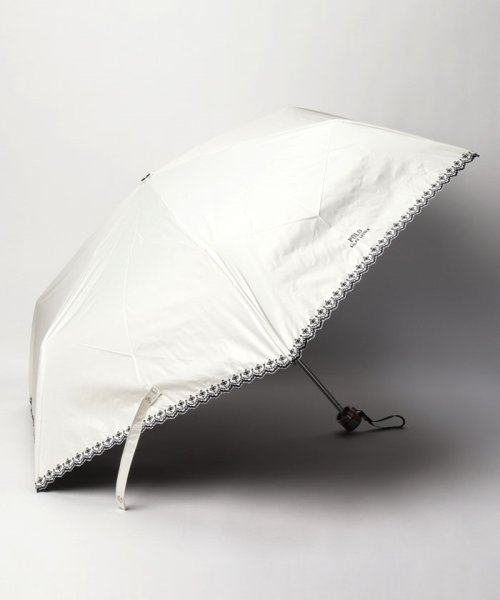 POLO RALPH LAUREN(umbrella)(ポロラルフローレン（傘）)/晴雨兼用折りたたみ日傘　大きめ ”フローラル刺繍”/オフホワイト