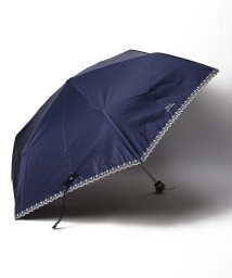 POLO RALPH LAUREN(umbrella)(ポロラルフローレン（傘）)/晴雨兼用折りたたみ日傘　大きめ ”フローラル刺繍”/ディープブルー