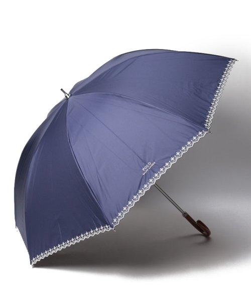 POLO RALPH LAUREN(umbrella)(ポロラルフローレン（傘）)/晴雨兼用日傘　大きめ ”フローラル刺繍”/ディープブルー