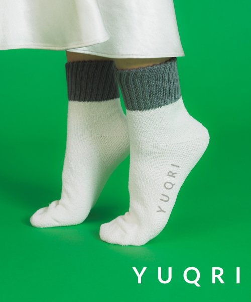 YUQRI(YUQRI)/柔らかな履き心地◎【YUQRI / ユクリ】comfy pile double rib 2 panel 「 抗菌防臭・消臭・制菌」リブ ソックス 靴下 日本製 /グレー