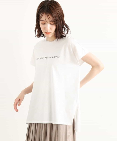 MK MICHEL KLEIN(エムケーミッシェルクラン)/コットンロゴTシャツ/洗える/ホワイト