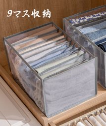 shoppinggo/収納ボックス 収納ケース 仕切り 9マス  ジーンズ収納  衣類 仕切り収納 下着 収納 整理 収納ケース 衣類収納 シンプル 折りたたみメッシュ グレー/504793897