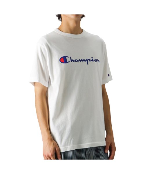 MAC HOUSE(men)(マックハウス（メンズ）)/Champion チャンピオン スクリプトロゴプリントTシャツ C3－P302_22SS/ホワイト