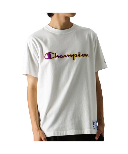 MAC HOUSE(men)(マックハウス（メンズ）)/Champion チャンピオン ロゴ刺繍Tシャツ C3－Q301/ホワイト