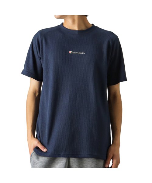 MAC HOUSE(men)(マックハウス（メンズ）)/Champion チャンピオン シャダン(R) ワッフルTシャツ C3－RS314/ネイビー