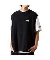 MAC HOUSE(men)(マックハウス（メンズ）)/VISION STREET WEAR ヴィジョンストリートウェア 鹿の子ベストアンサンブルTシャツ 2505040－A/ブラック