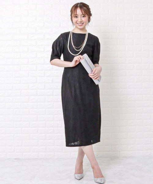 セール パーティードレス総レースセミタイトワンピースバルーン袖 レースレディース Lace Ladies Magaseek