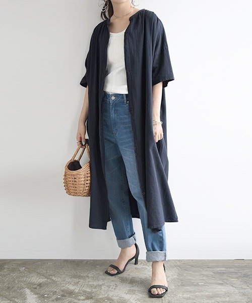 セール インドコットンリネンシャツワンピース ワンピース ロング 半袖 シャツワンピース レディース 夏 マキシ シャツワンピ シャツ ワンピ おしゃれ インド綿 綿麻 アンドイット And It Magaseek