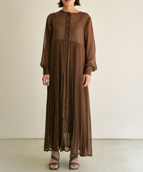 URBAN RESEARCH ROSSO(URBAN　RESEARCH　ROSSO)/OUTERSUNSET　pleated one piece/BROWN