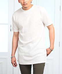 LUXSTYLE(ラグスタイル)/ワッフルロング丈半袖Tシャツ/Tシャツ メンズ 半袖Tシャツ ワッフル サーマル ロング丈/ホワイト