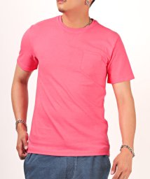 LUXSTYLE(ラグスタイル)/無地ポケット付きクルーネック半袖Tシャツ/Tシャツ メンズ 半袖 レディース ポケット 無地 ポケT/ピンク