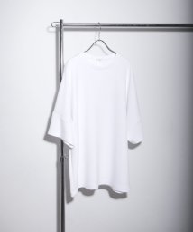 Nilway(ニルウェイ)/シルキースムースポンチ半袖ビッグドルマンTシャツ/ホワイト