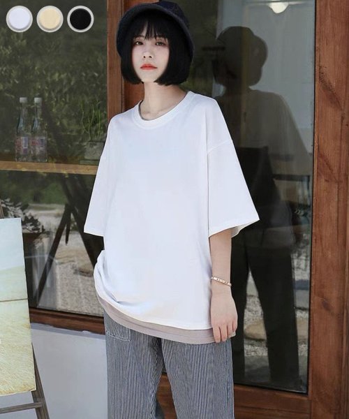 セール Tシャツ 重ね着 レイヤード風 大きめ カジュアル 無地 カットソー サマーtシャツ レディース 切り替え半袖 夏 春 韓国 ファッション セイヘイショップ Seiheishop Magaseek セール Tシャツ 重ね着 レイヤード風 大きめ カジュアル 無地 カットソー サマーtシャツ レディース 切り替え半袖 夏 春 韓国 ファッション セイヘイショップ Seiheishop Magaseek