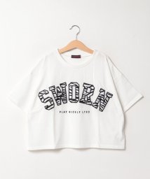 Lovetoxic(ラブトキシック)/ゼブラアップリ短丈半Tシャツ/オフホワイト
