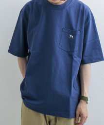 GLOSTER(GLOSTER)/【GLOSTER ROAD/グロスターロード】フレンチブルドッグ ワンポイント刺繍半袖Tシャツ/ネイビー