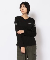 AVIREX(AVIREX)/Vネックファテーグ ロングスリーブティーシャツ/  V－NECK FATIGUE T－SHIRT/ブラック