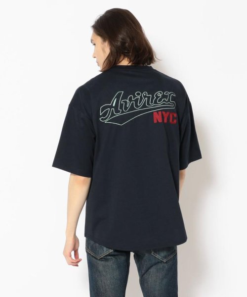 AVIREX(AVIREX)/オーバーサイズ ロゴ刺繍 Tシャツ/LOGO EMB T－SHIRT/ネイビー