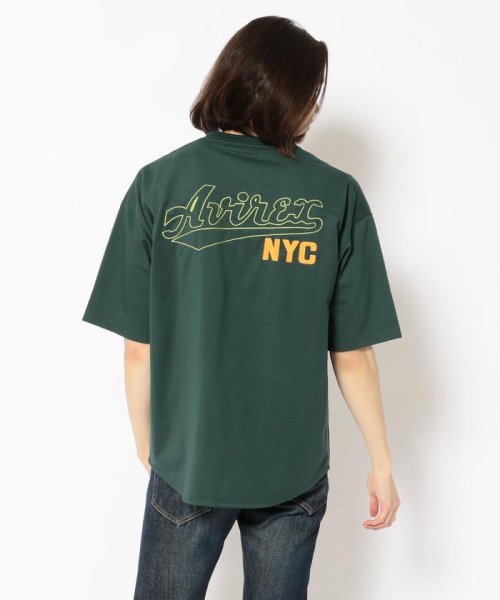 AVIREX(AVIREX)/オーバーサイズ ロゴ刺繍 Tシャツ/LOGO EMB T－SHIRT/ダークグリーン