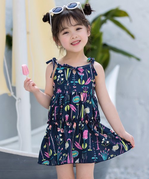 セール キッズ 水着 女の子 ワンピース ショートパンツ 2点セット ティアード フレア テディショップ Teddyshop Magaseek