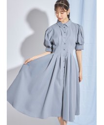 tocco closet(トッコクローゼット)/バックレースアップウエストタックシャツワンピース/BLUEGRAY