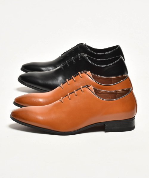 SVEC(シュベック)/ビジネスシューズ メンズ 革靴 おしゃれ ホールカット ワンピース ブランド MM/ONE エムエムワン 皮靴 短靴 ドレスシューズ レースアップシューズ 紐靴/ブラウン