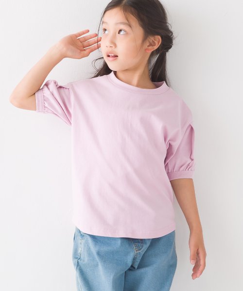 OMNES(オムネス)/【OMNES】キッズ 超撥水加工 タックボリューム半袖Tシャツ/ピンク