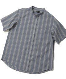 Men's Bigi(メンズビギ)/オリエンタルジャガードストライプ半袖シャツ　fabric made in japan/ブルー
