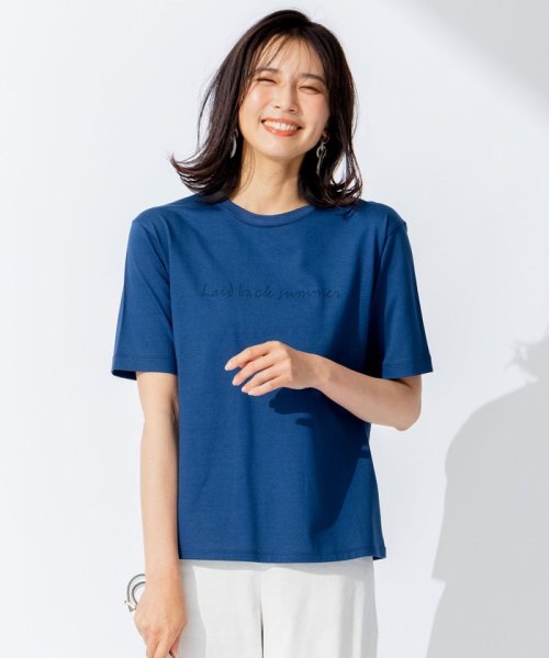 NIJYUSANKU（SMALL SIZE）(23区（小さいサイズ）)/【洗える】スーピマコットン ロゴ Tシャツ/ロイヤルブルー系