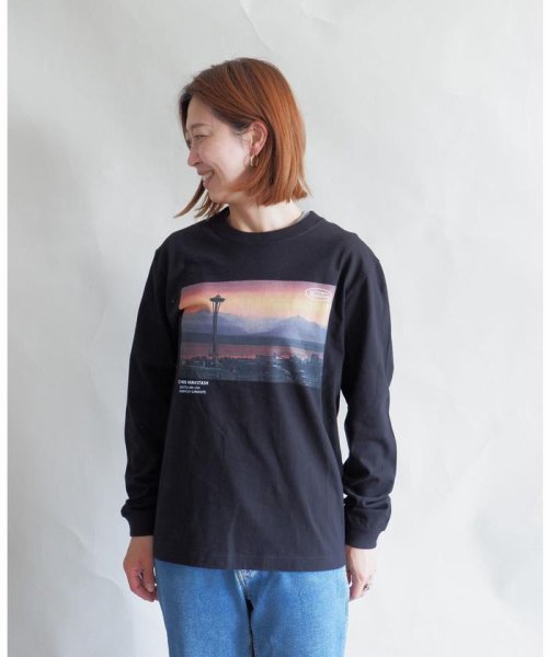 MANASTASH(マナスタッシュ)/MANASTASH/マナスタッシュ　W's PHOTO L/S TEE 'SUNSET'　ウィメンズ　フォトロンＴ　サンセット/ブラック