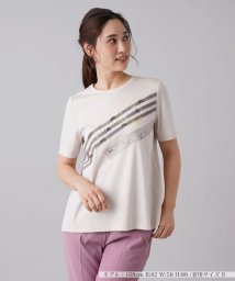 Leilian(レリアン)/ロゴ刺繍Tシャツ/ベージュ