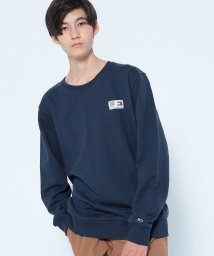 TOMMY JEANS(トミージーンズ)/ラベルクルーネックプルオーバー/ネイビー 