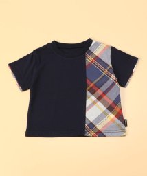 COMME CA ISM KIDS(コムサイズム（キッズ）)/マドラスチェック使い　半袖Tシャツ(80・90cm)/ネイビー