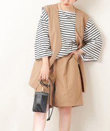 NICE CLAUP OUTLET(ナイスクラップ　アウトレット)/【natural couture】ベルト付きジレ+ショートパンツセット/ベージュ