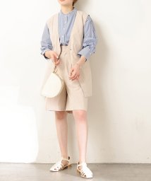 NICE CLAUP OUTLET(ナイスクラップ　アウトレット)/【natural couture】ベルト付きジレ+ショートパンツセット/ライトベージュ