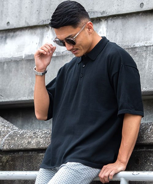 Sb Select ビッグシルエット半袖ニットポロシャツ メンズ 半袖 ブランド 大きいサイズ ポロ Polo ニット ニットポロ 無地 シンプル ホワイト エスビーセレクト Sb Select Magaseek
