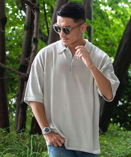 Sb Select ビッグシルエット半袖ニットポロシャツ メンズ 半袖 ブランド 大きいサイズ ポロ Polo ニット ニットポロ 無地 シンプル ホワイト エスビーセレクト Sb Select Magaseek